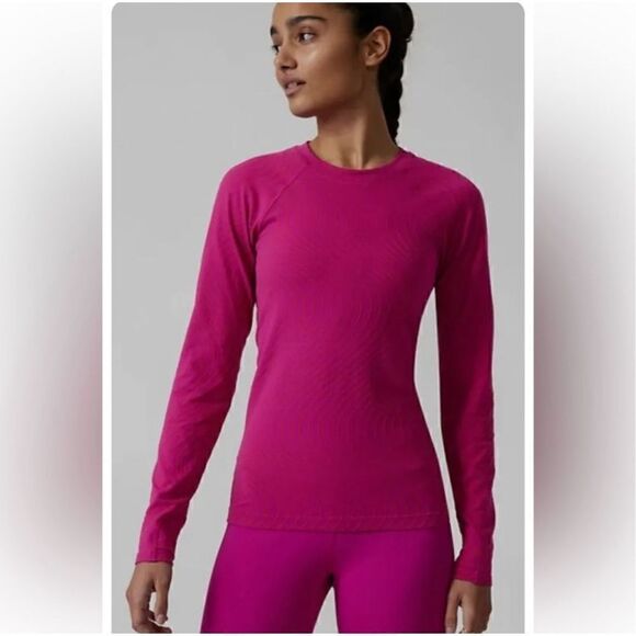 Athleta Women Momentum Printed Top XS color Electric Fuschia Matador Red - Picture 1 of 14